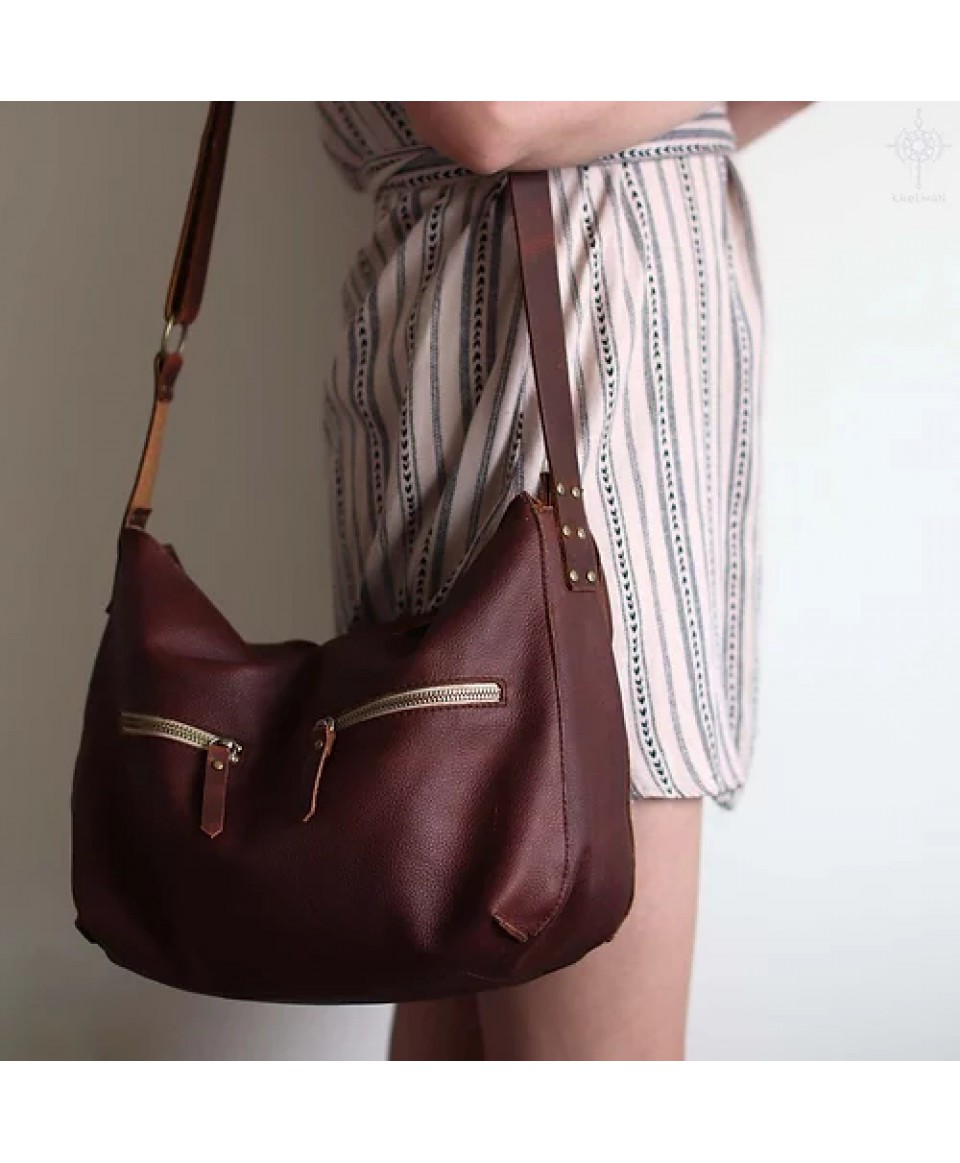Marley. Rustic brown leather crossbody bag
