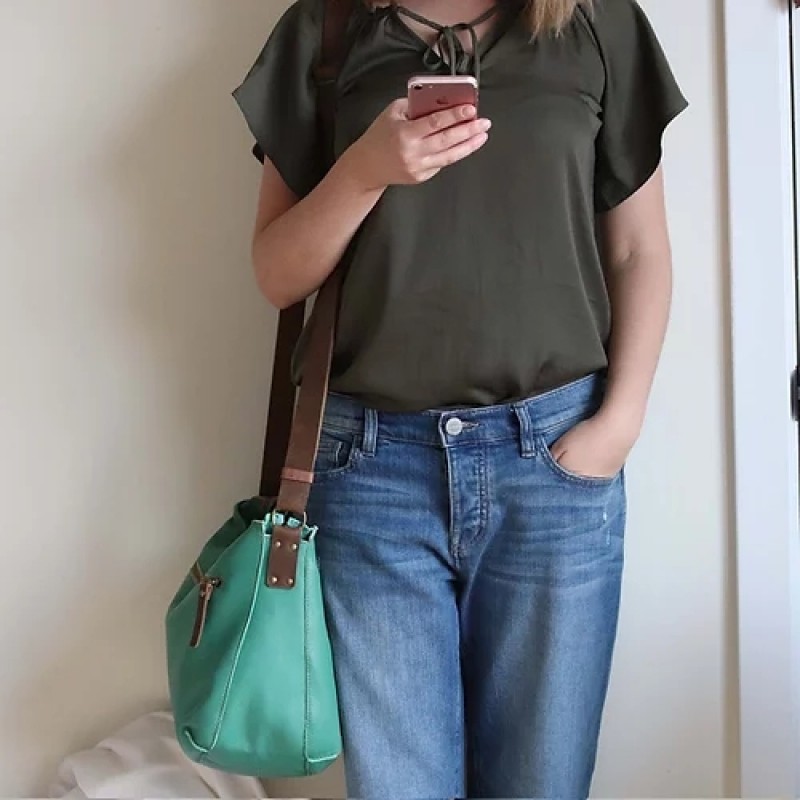 Marley. Malachite green leather crossbody bag