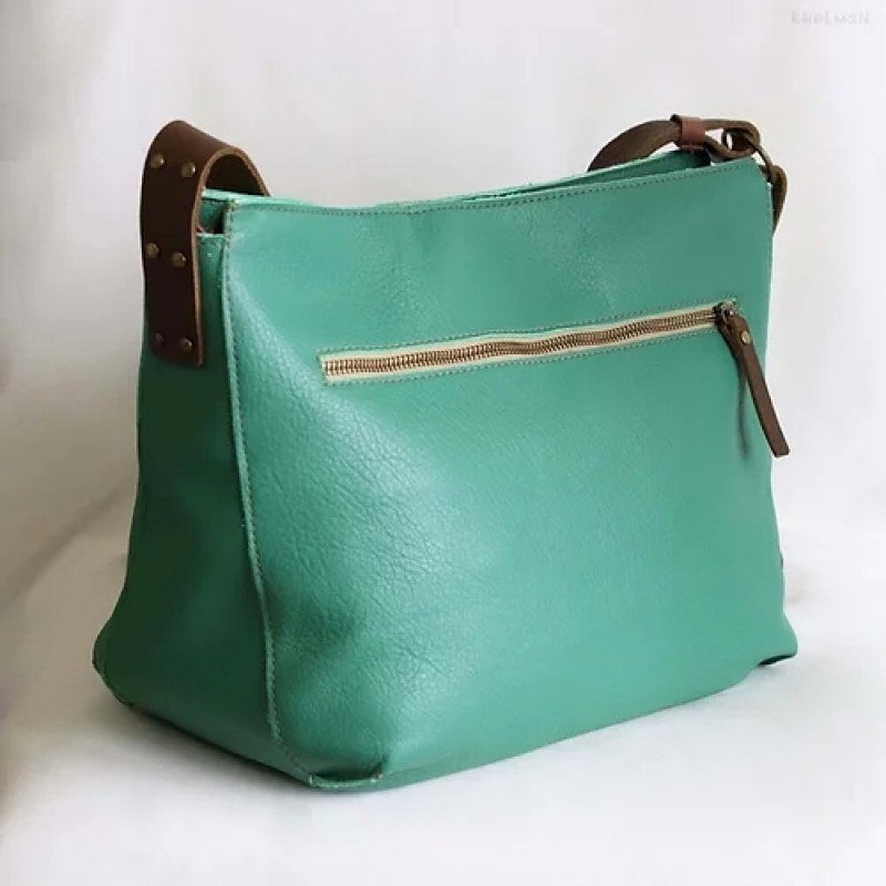 Marley. Malachite green leather crossbody bag