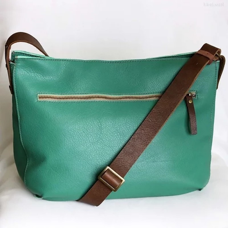 Marley. Malachite green leather crossbody bag