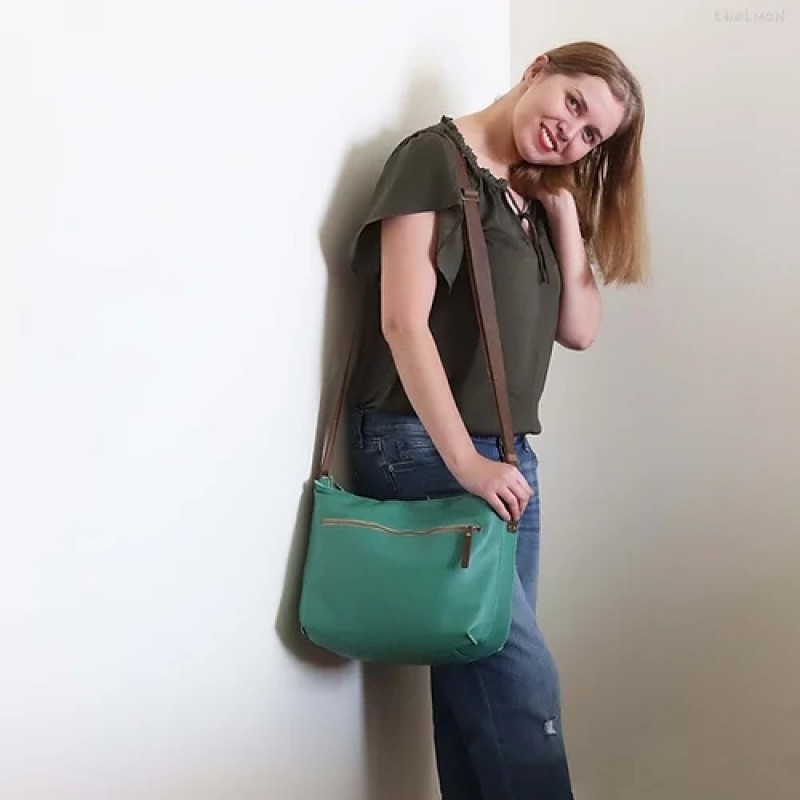 Marley. Malachite green leather crossbody bag