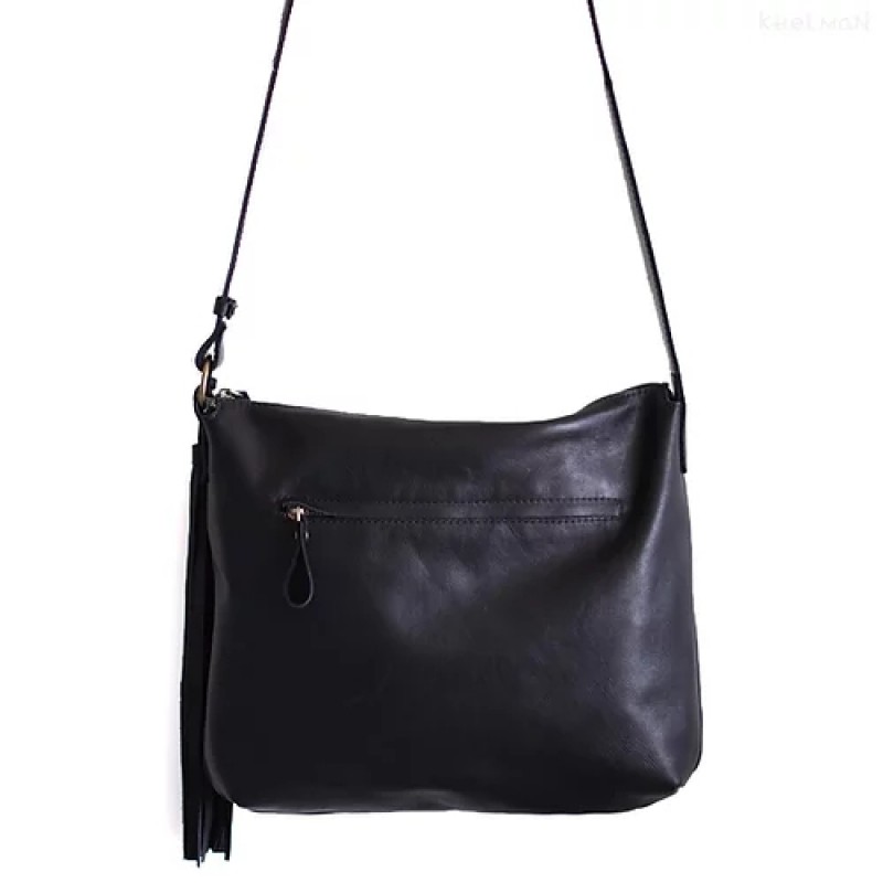 Soho. Laptop 13" black leather crossbody bag