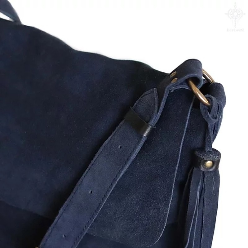 Fargo. Midnight blue suede crossbody bag