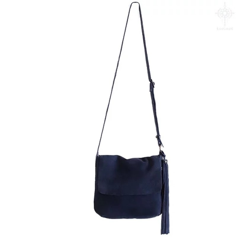 Fargo. Midnight blue suede crossbody bag