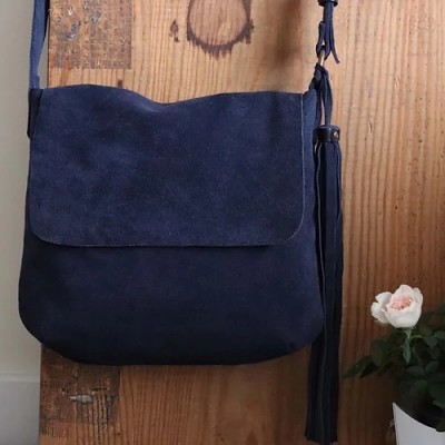 Fargo. Midnight blue suede crossbody bag