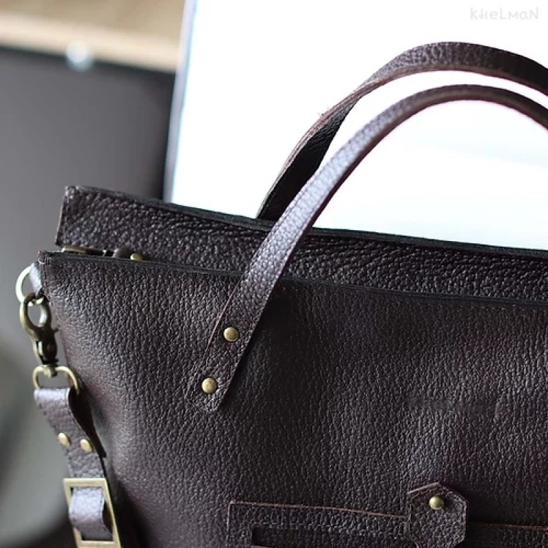 Tiberis. Crossbody Burgundy leather tote