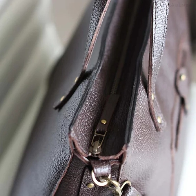 Tiberis. Crossbody Burgundy leather tote