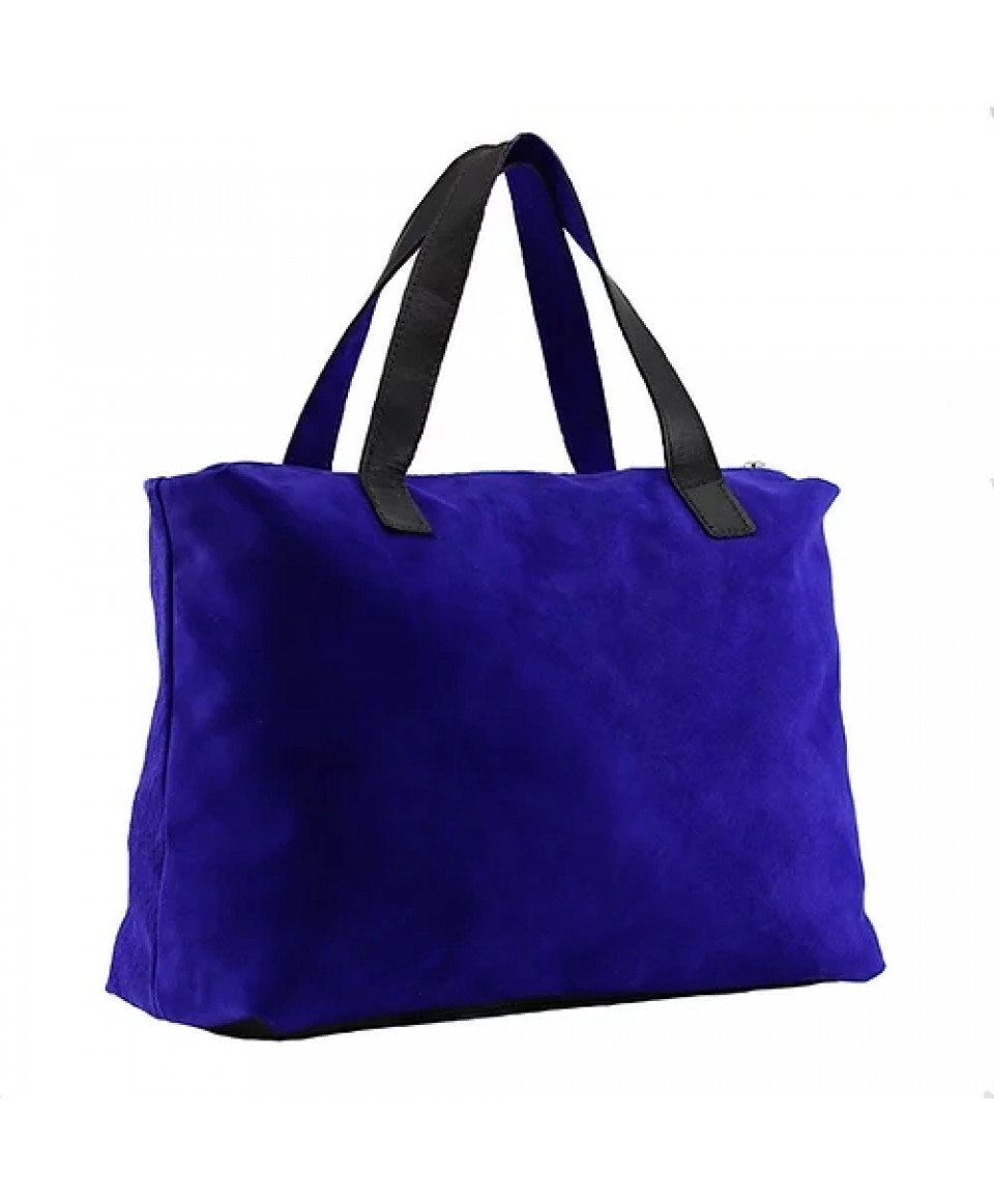 Ashby. Blue suede tote