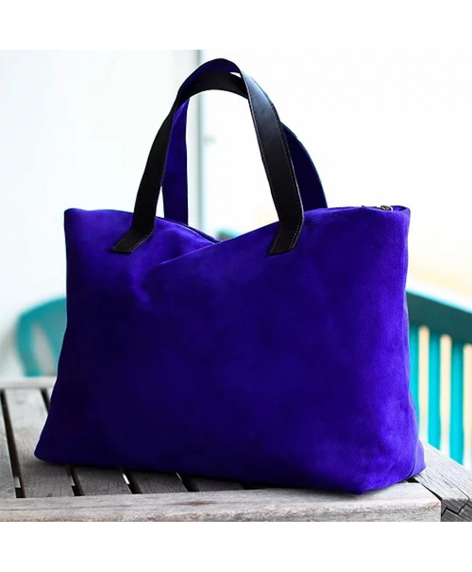 Ashby. Blue suede tote