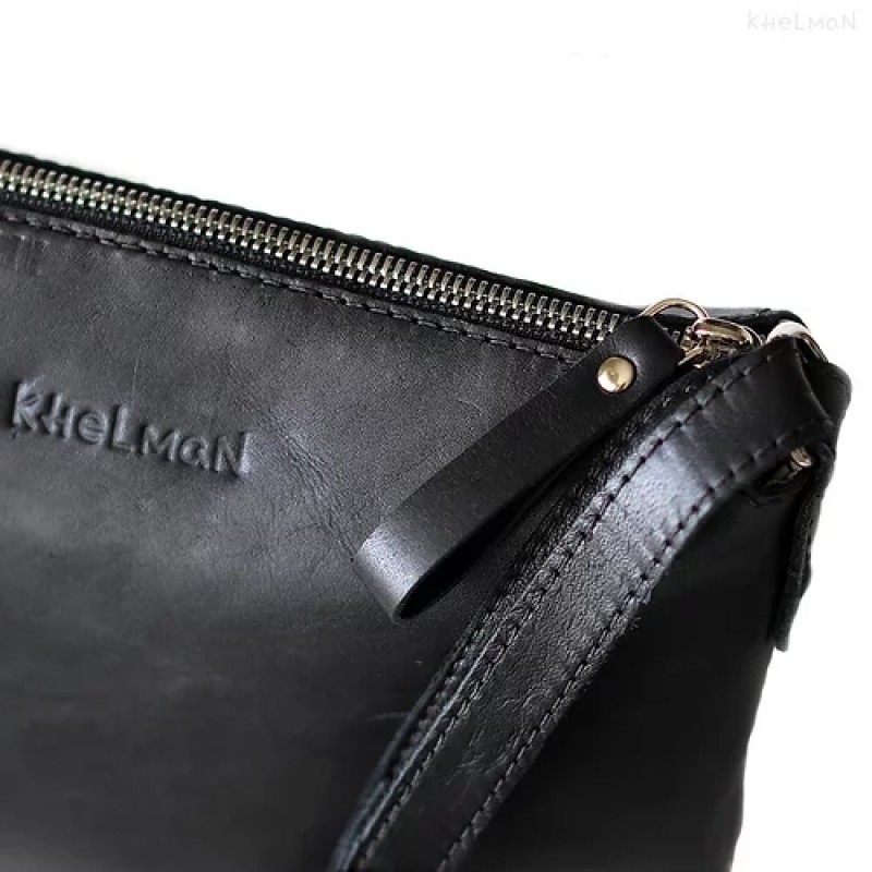 Borla. Black leather crossbody purse