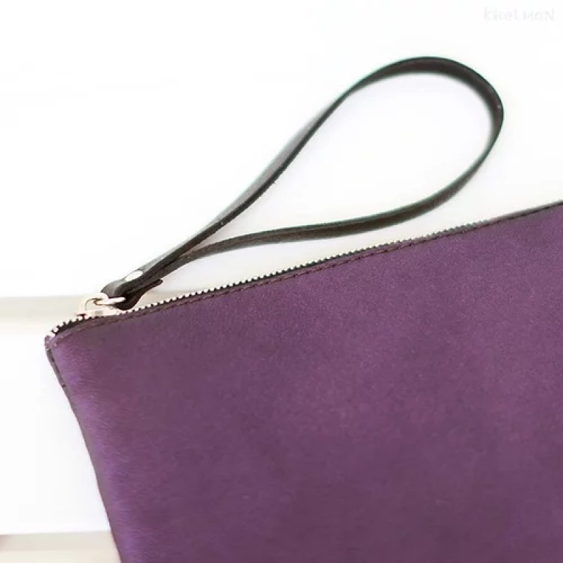 Suede Cats. Leather clutch