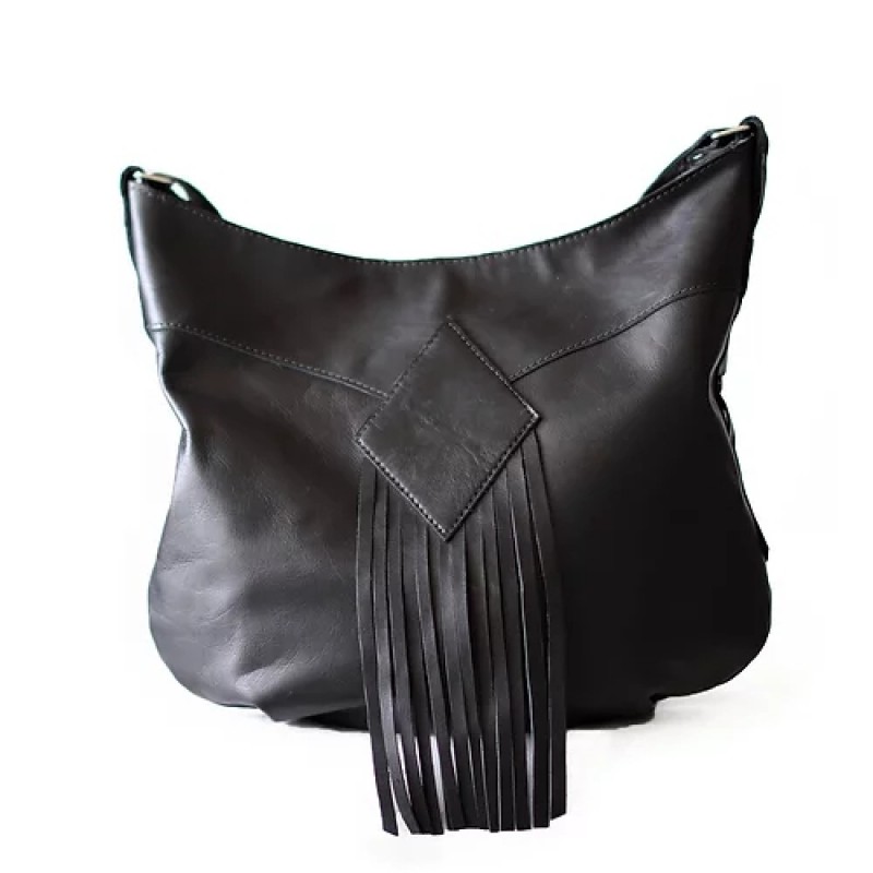 Demilune. Black leather crossbody bag