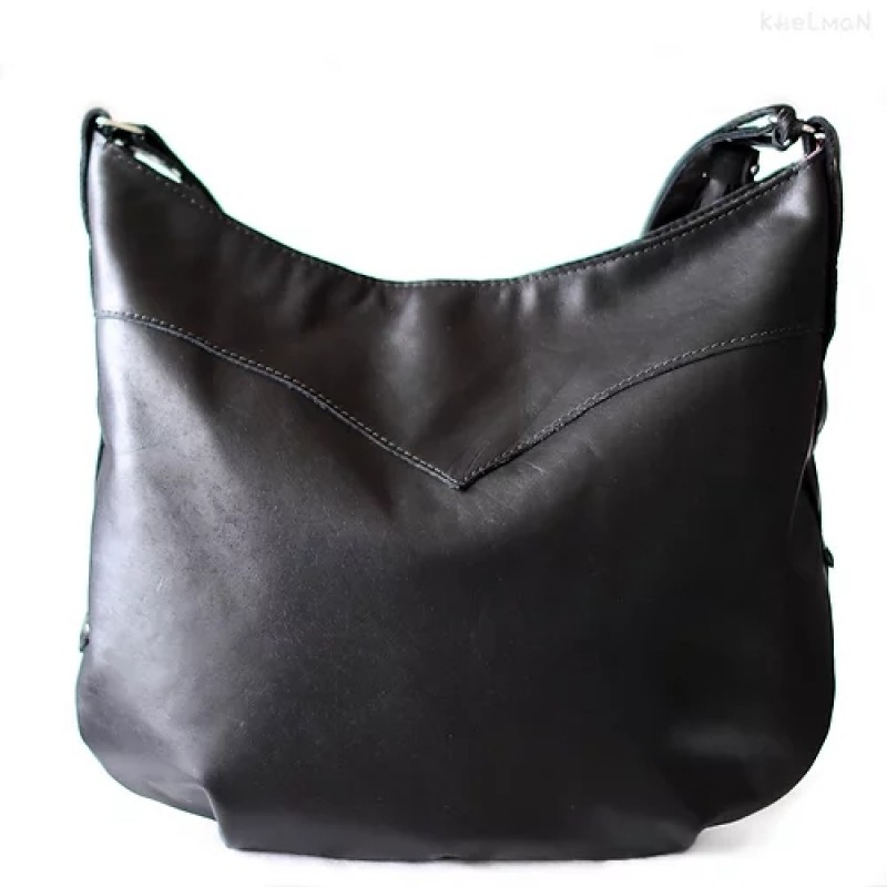 Demilune. Black leather crossbody bag