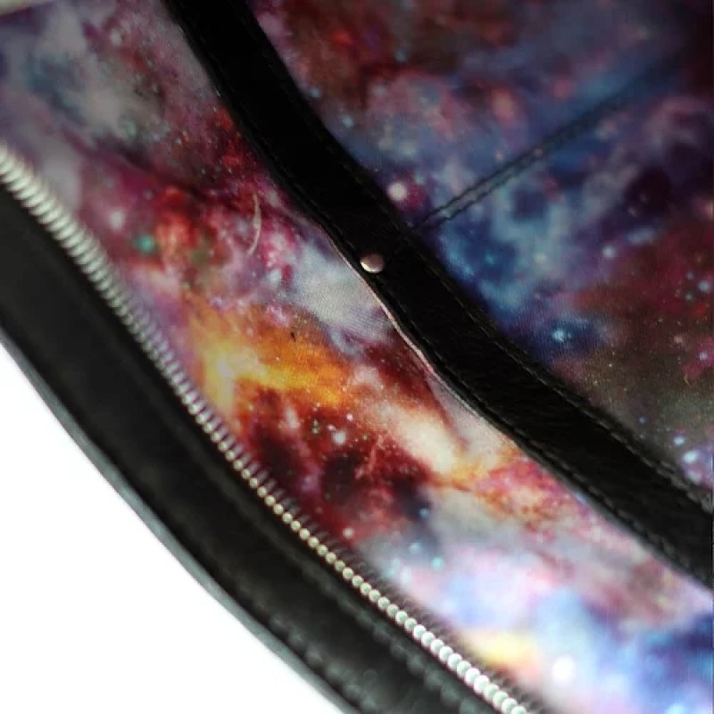 Demilune. Black leather crossbody bag
