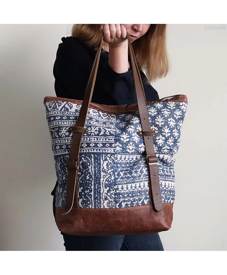 Dominique carpet leather tote bag