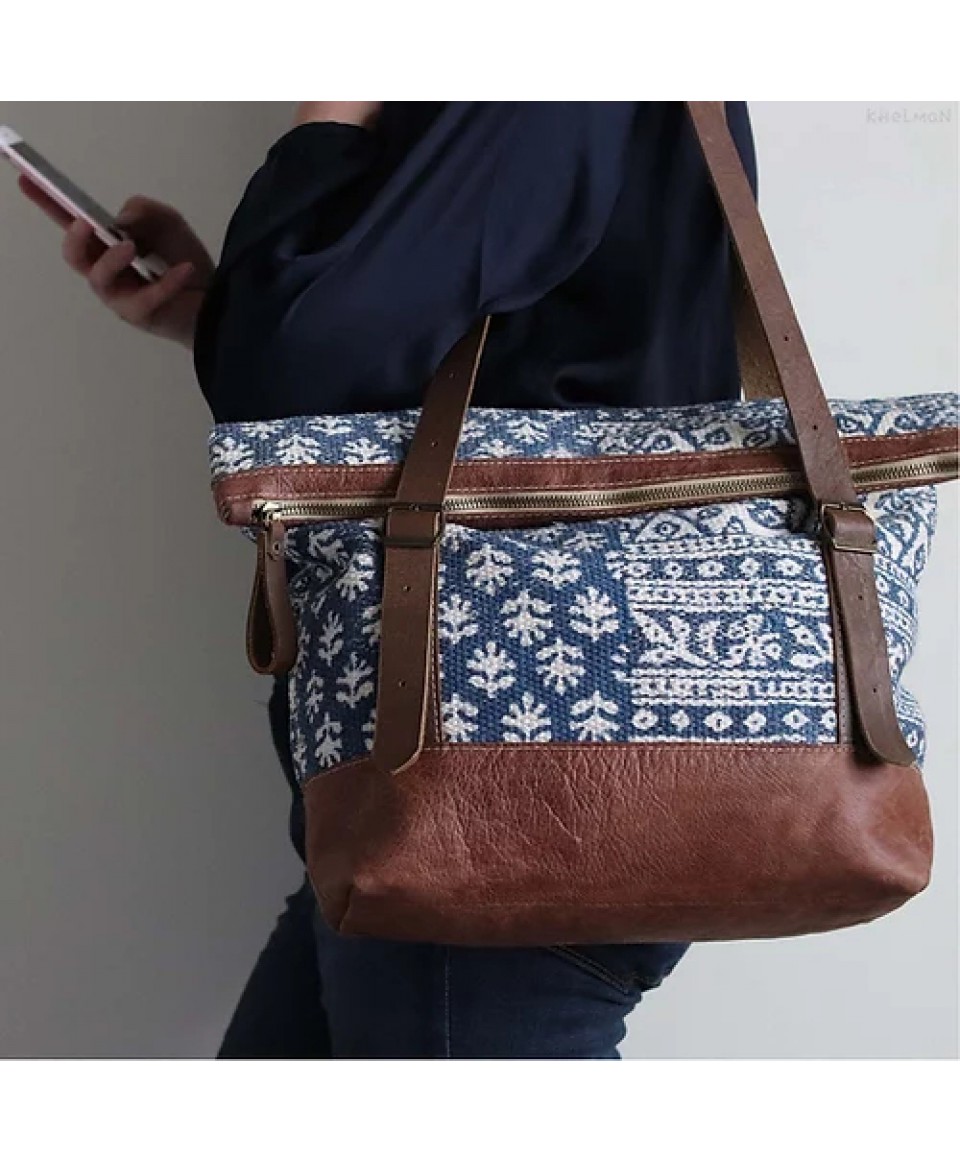 Dominique carpet leather tote bag