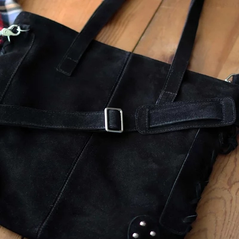 Ilene. Black suede large tote bag