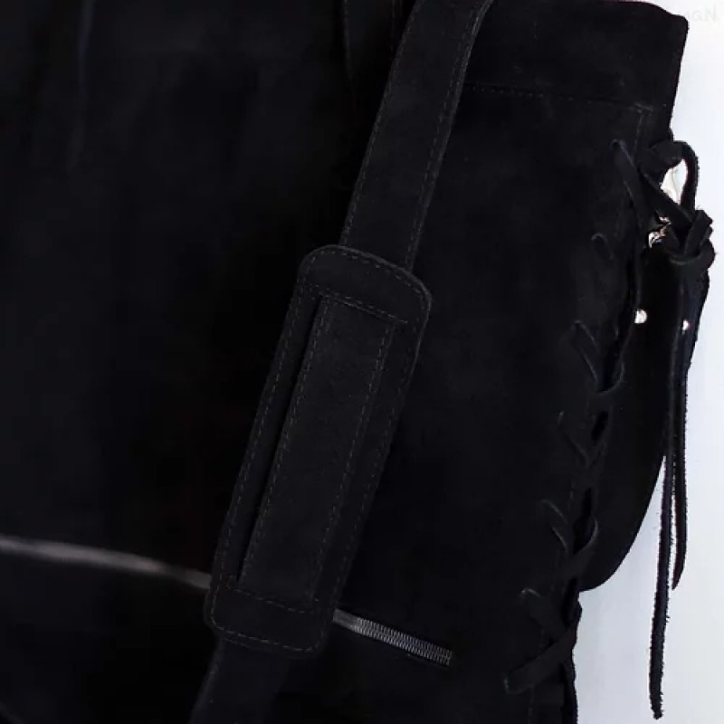 Ilene. Black suede large tote bag