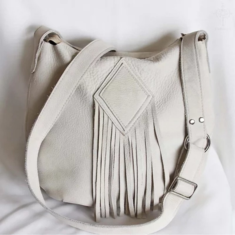 Ivy. Bone white nubuck hobo bag