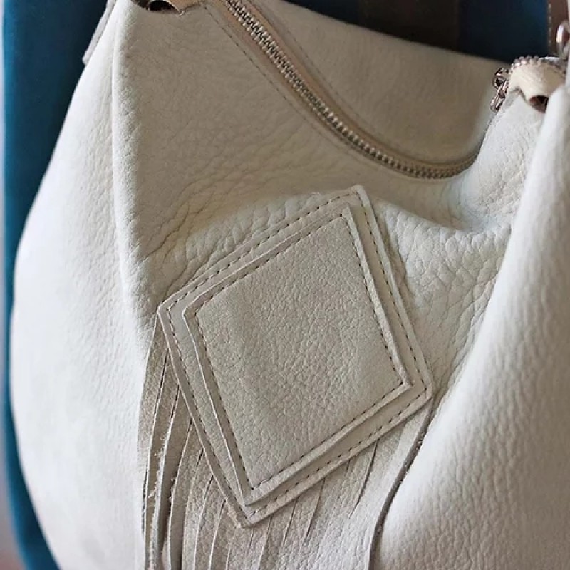 Ivy. Bone white nubuck hobo bag