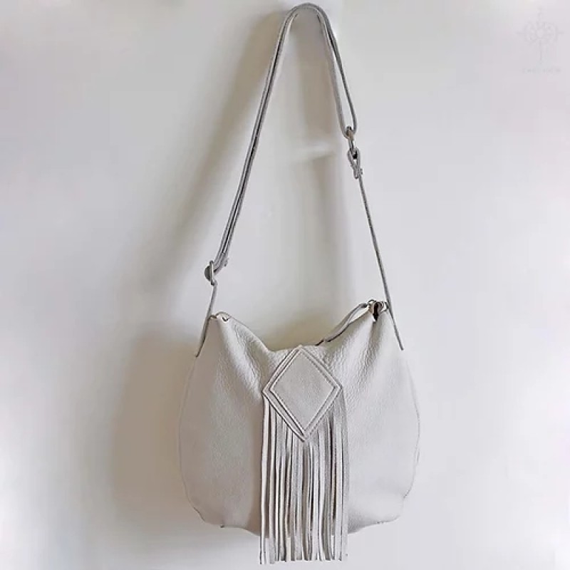 Ivy. Bone white nubuck hobo bag
