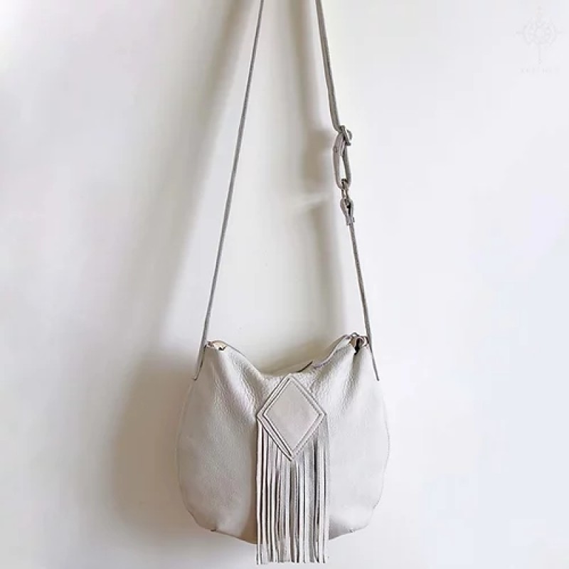 Ivy. Bone white nubuck hobo bag