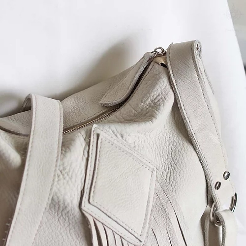 Ivy. Bone white nubuck hobo bag
