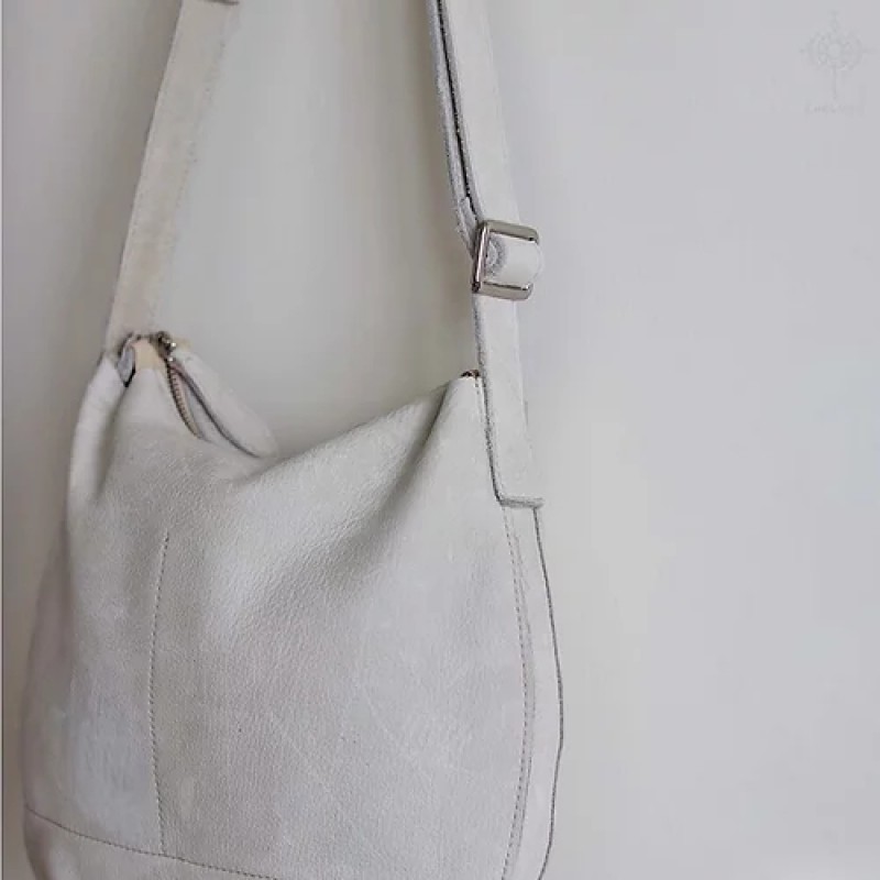 Ivy. Bone white nubuck hobo bag