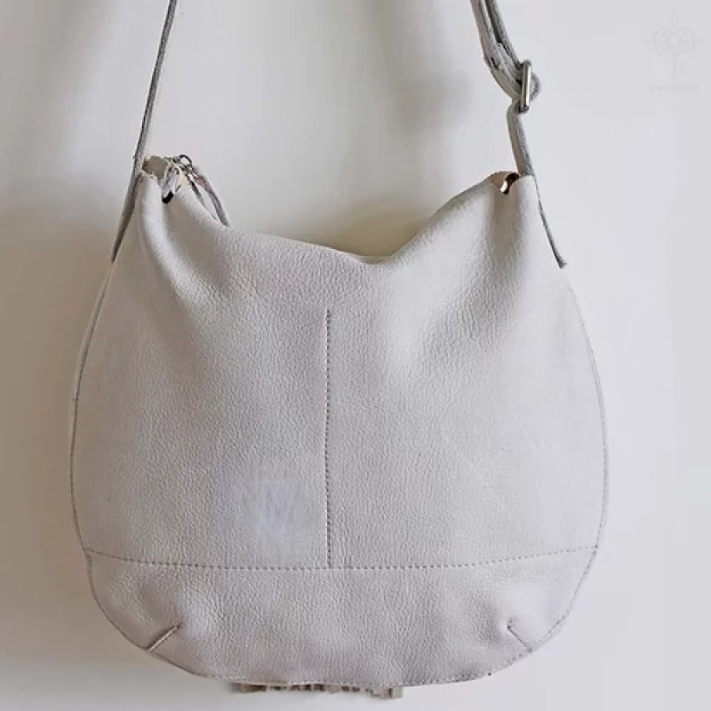 Ivy. Bone white nubuck hobo bag