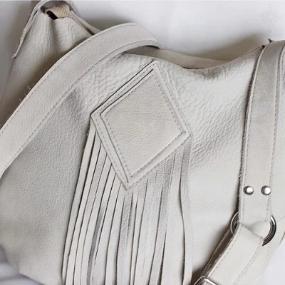 Ivy. Bone white nubuck hobo bag