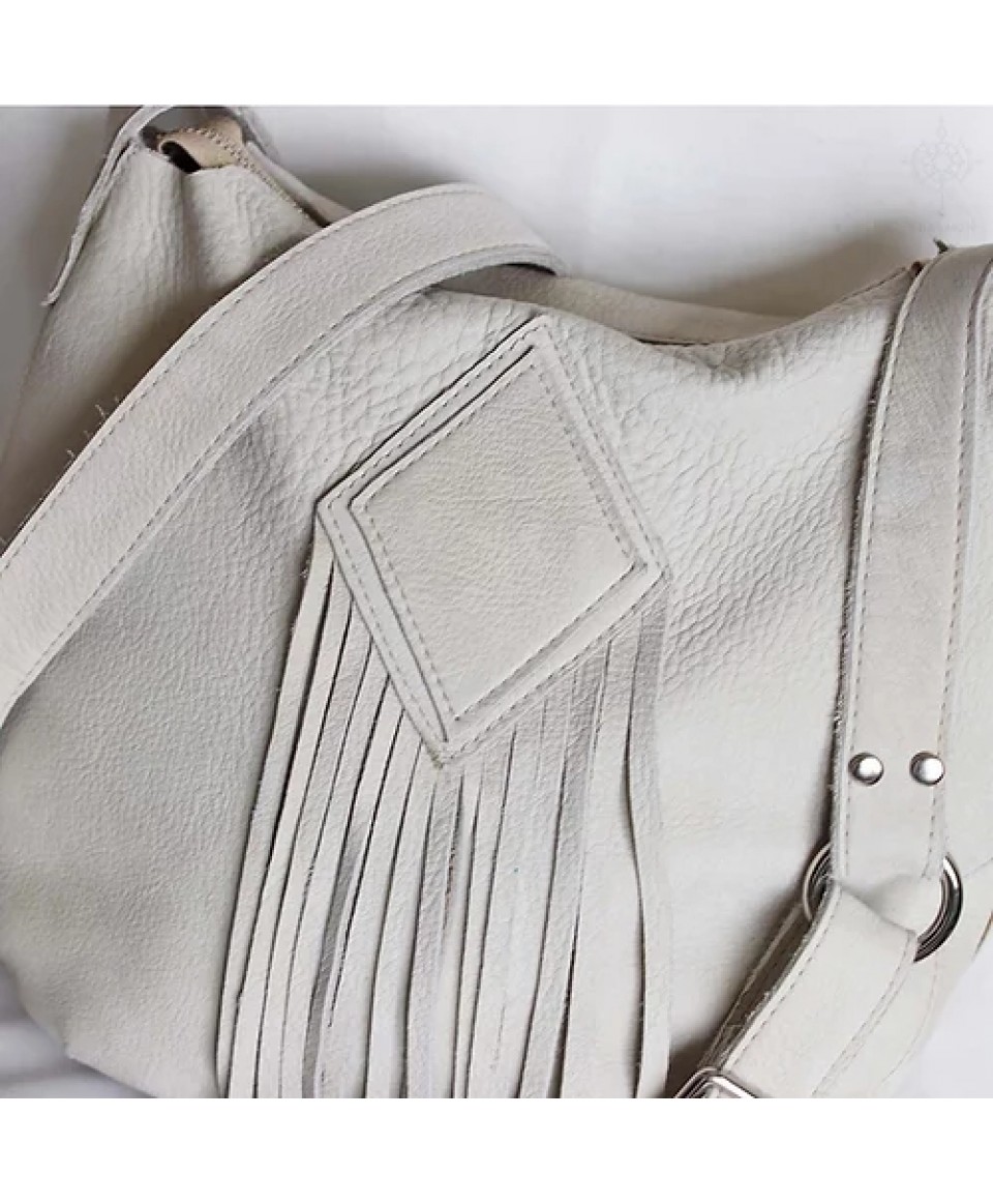 Ivy. Bone white nubuck hobo bag