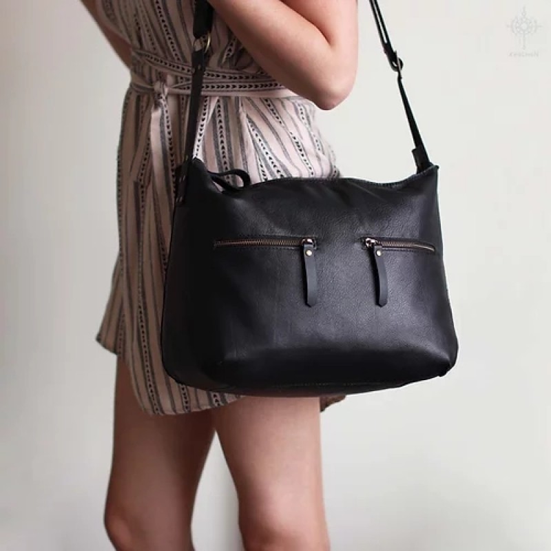 Marley. Black leather crossbody bag