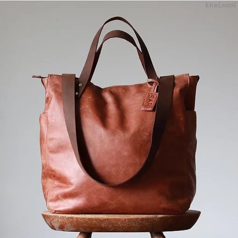 Phoenix. Copper leather convertible tote/backpack