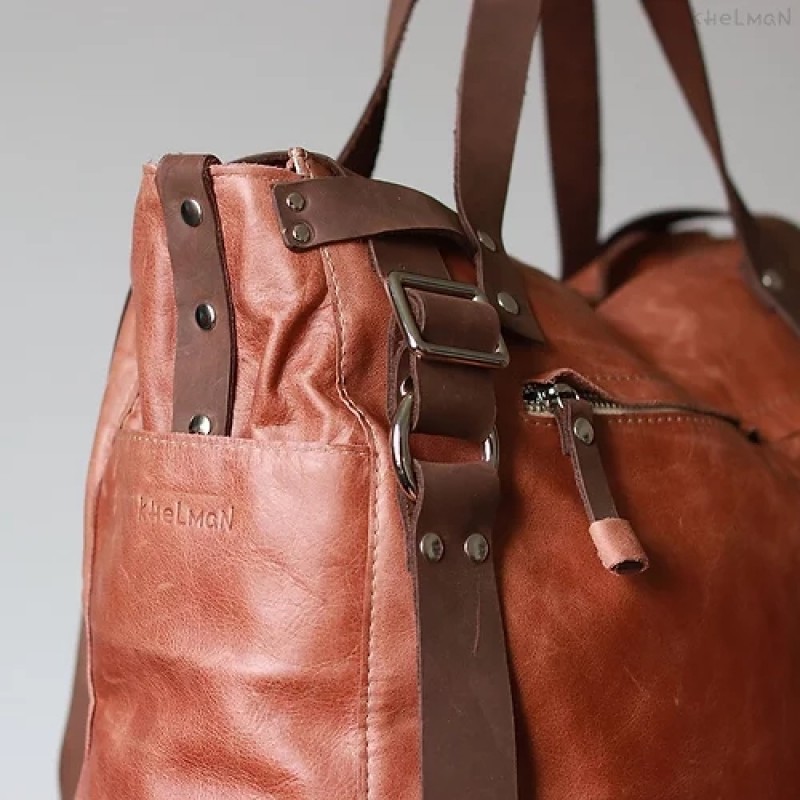 Phoenix. Copper leather convertible tote/backpack