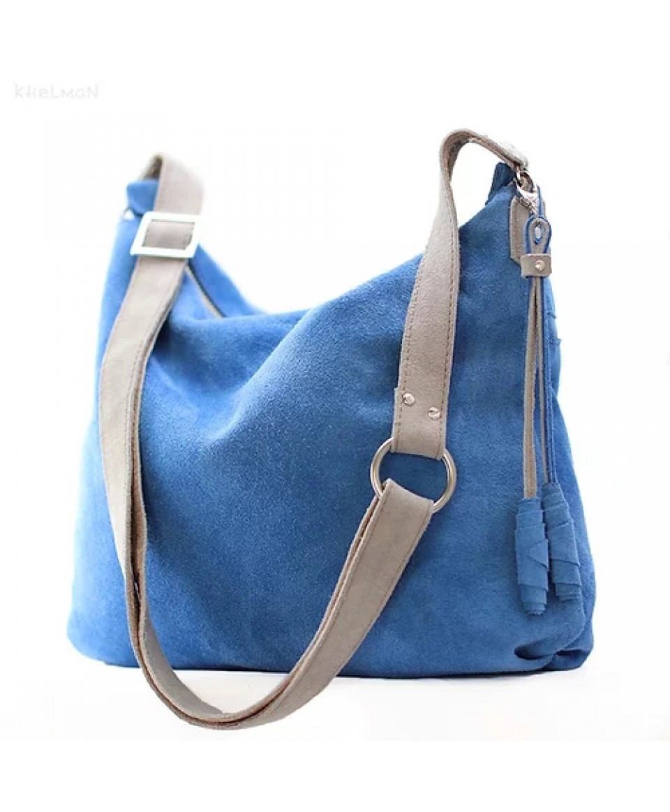 Soho. Frosty blue suede crossbody bag