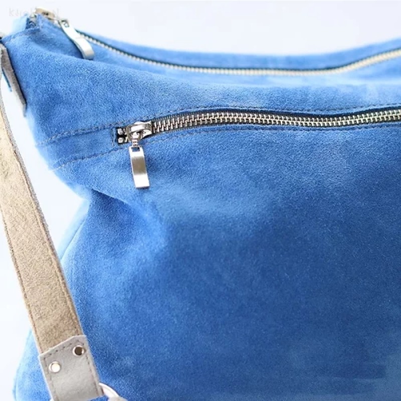 Soho. Frosty blue suede crossbody bag