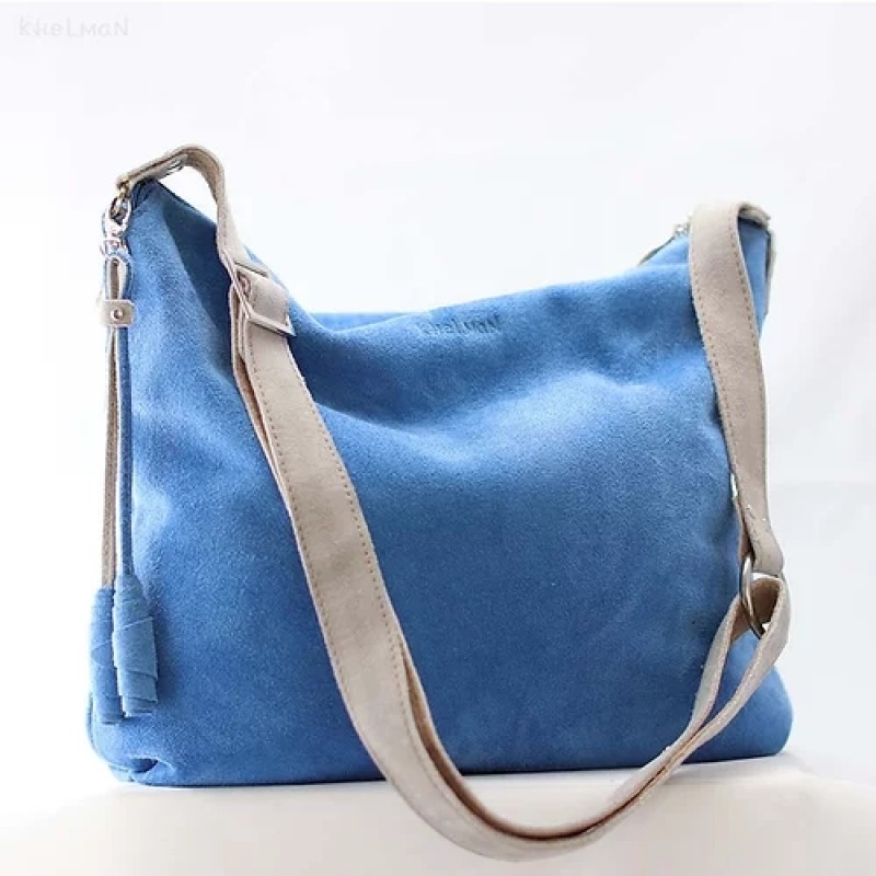 Soho. Frosty blue suede crossbody bag