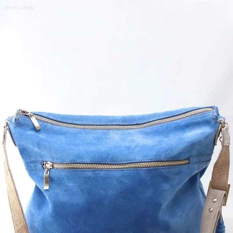 Soho. Frosty blue suede crossbody bag