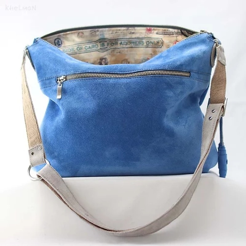 Soho. Frosty blue suede crossbody bag