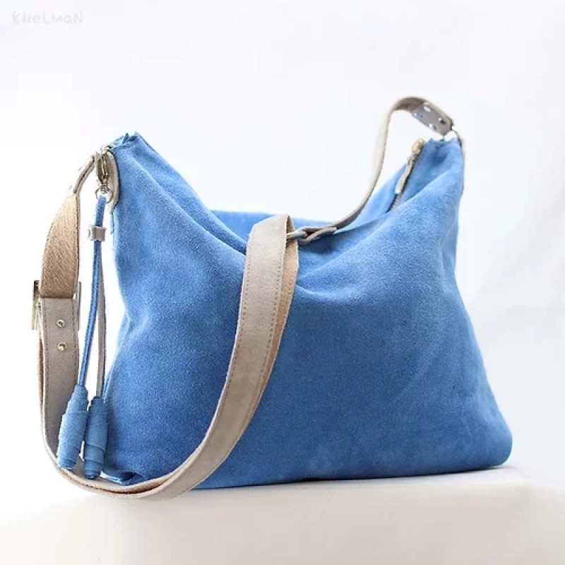 Soho. Frosty blue suede crossbody bag