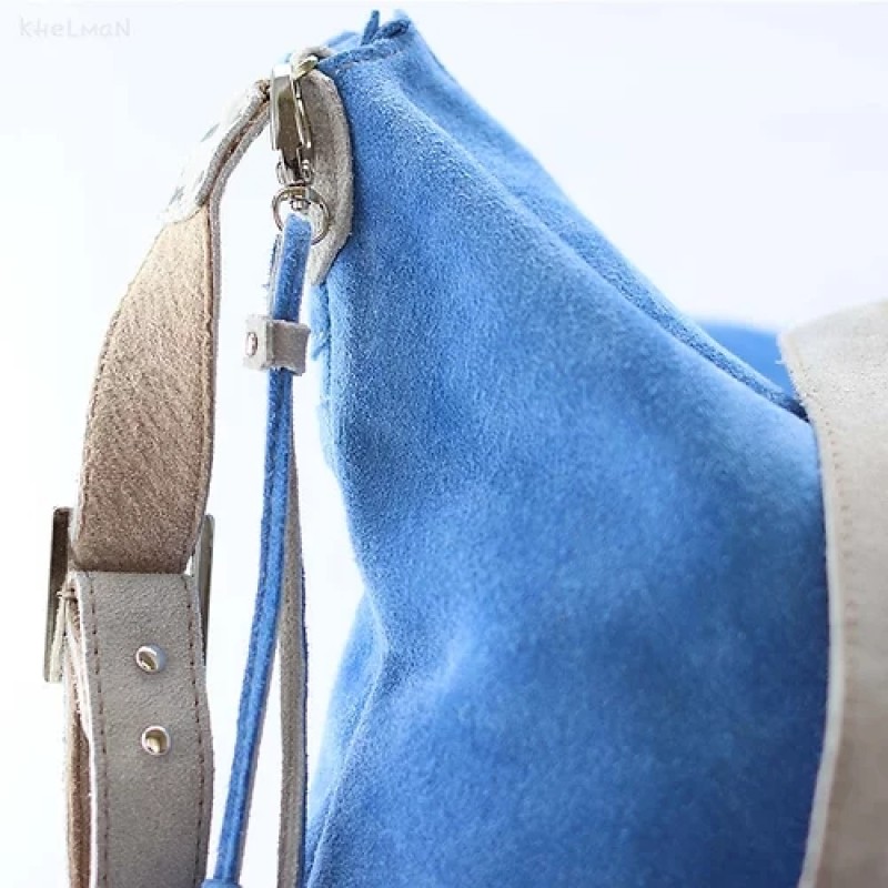 Soho. Frosty blue suede crossbody bag