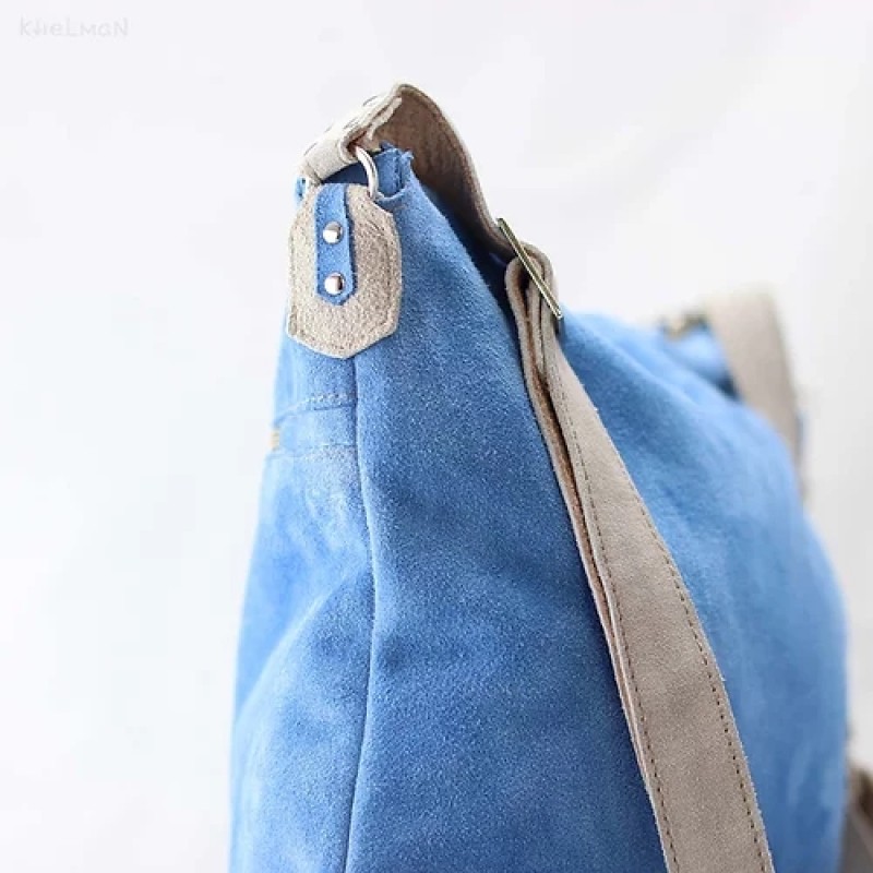Soho. Frosty blue suede crossbody bag