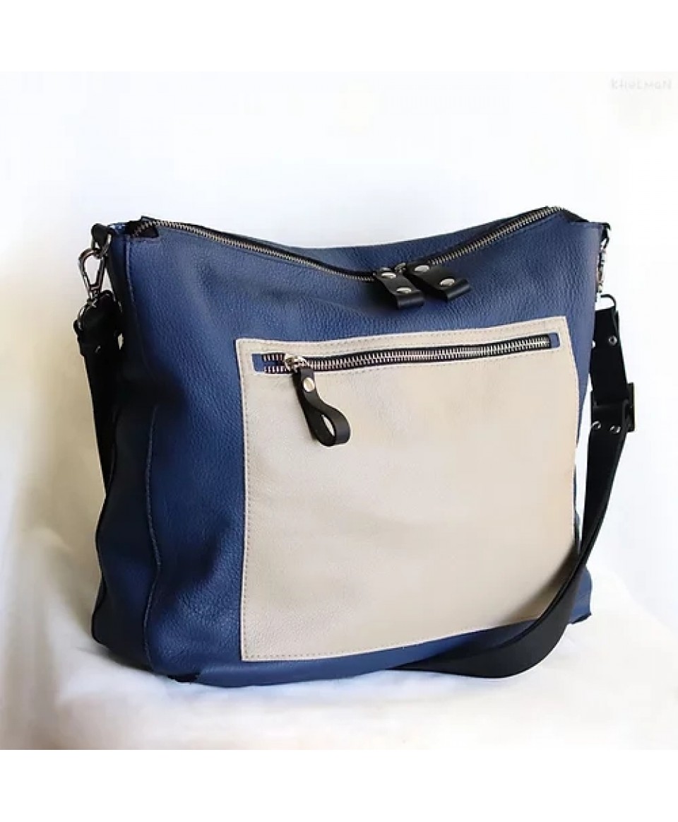 Solaris. Denim Blue leather crossbody bag