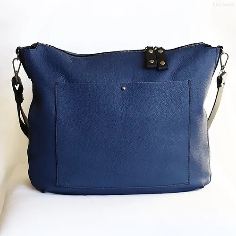 Solaris. Denim Blue leather crossbody bag