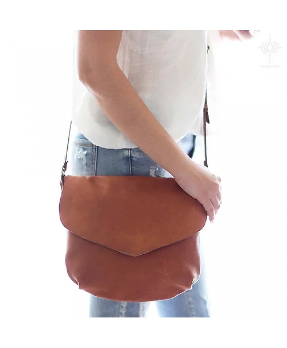 Sophie. Patina Tan leather crossbody bag