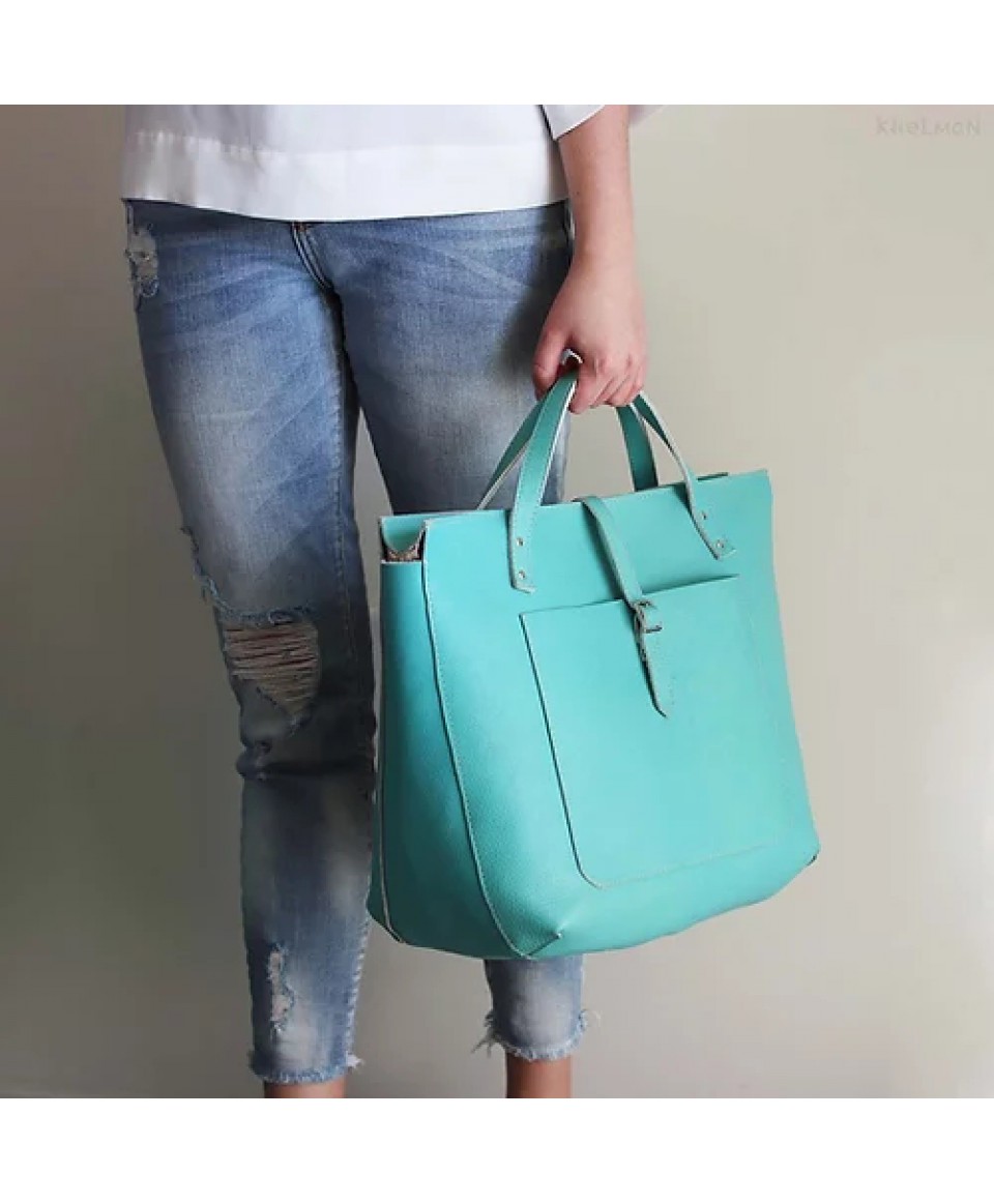Tiburon. Caribbean turquoise leather tote