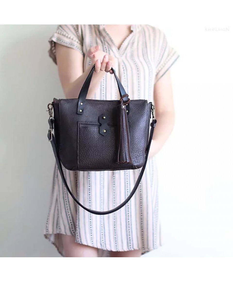 Tiberis. Small rustic brown tote