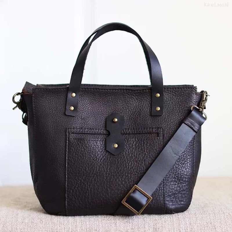 Tiberis. Small rustic brown tote