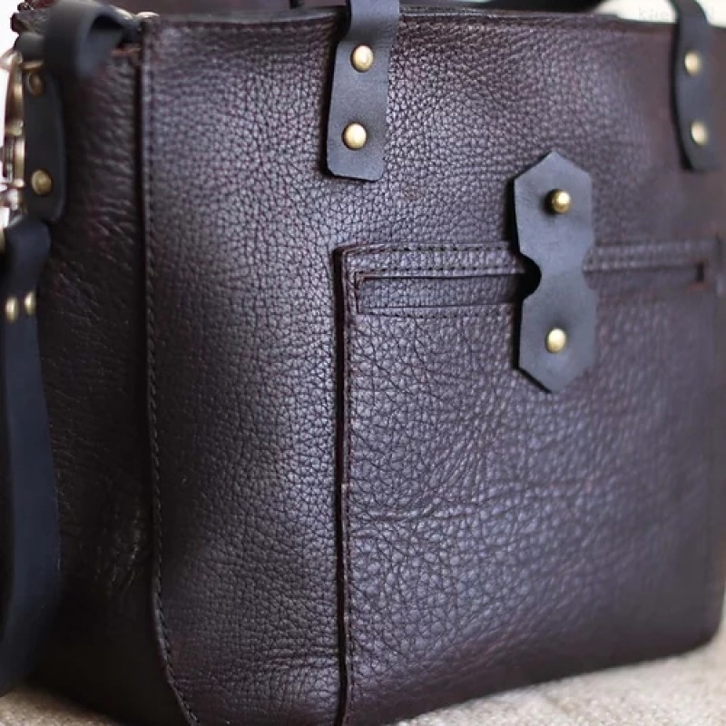 Tiberis. Small rustic brown tote
