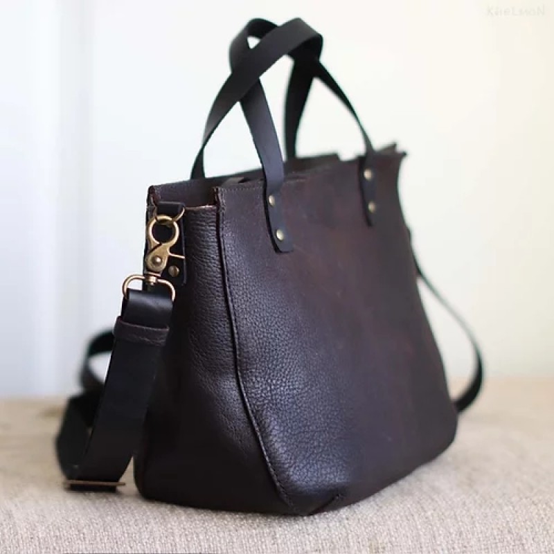 Tiberis. Small rustic brown tote